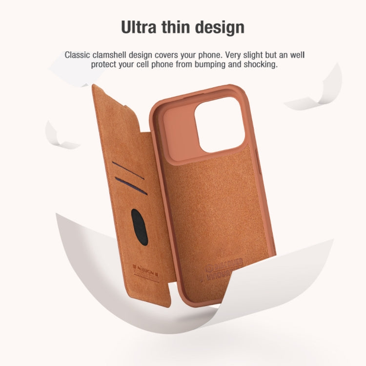 For iPhone 15 Pro Max NILLKIN QIN Series Pro Sliding Camera Cover Design Leather Phone Case(Black) - HoMEdemic™ 