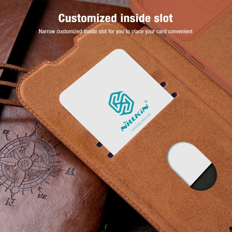 For iPhone 15 Pro Max NILLKIN QIN Series Pro Sliding Camera Cover Design Leather Phone Case(Black) - HoMEdemic™ 