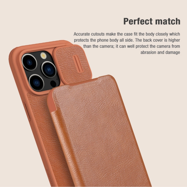 For iPhone 15 Pro Max NILLKIN QIN Series Pro Sliding Camera Cover Design Leather Phone Case(Black) - HoMEdemic™ 