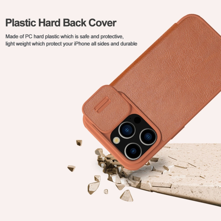 For iPhone 15 Pro Max NILLKIN QIN Series Pro Sliding Camera Cover Design Leather Phone Case(Black) - HoMEdemic™ 