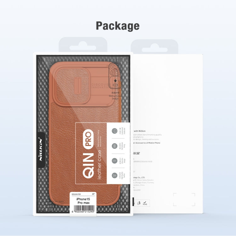 For iPhone 15 Pro Max NILLKIN QIN Series Pro Sliding Camera Cover Design Leather Phone Case(Black) - HoMEdemic™ 