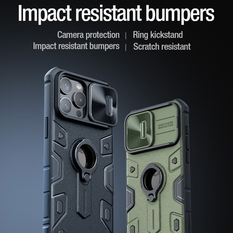 For iPhone 15 Pro Max NILLKIN Shockproof CamShield Armor Protective Case with Invisible Ring Holder(Green) - HoMEdemic™ 