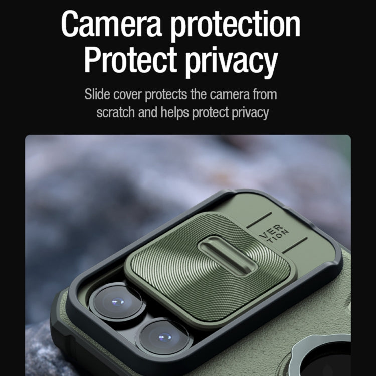 For iPhone 15 Pro Max NILLKIN Shockproof CamShield Armor Protective Case with Invisible Ring Holder(Green) - HoMEdemic™ 
