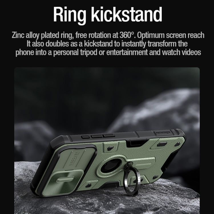 For iPhone 15 Pro Max NILLKIN Shockproof CamShield Armor Protective Case with Invisible Ring Holder(Green) - HoMEdemic™ 