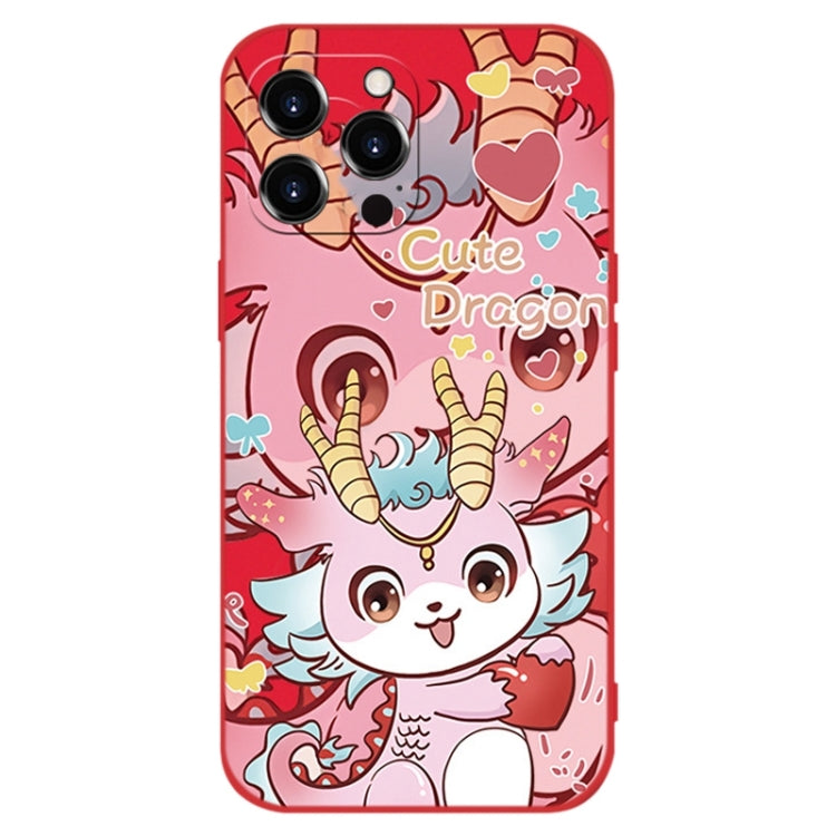 For iPhone 15 Pro Max New Year Red Silicone Shockproof Phone Case(Cute Pink Dragon) - HoMEdemic™ 