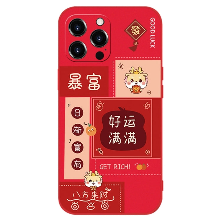 For iPhone 15 Pro Max New Year Red Silicone Shockproof Phone Case(Good Luck) - HoMEdemic™ 