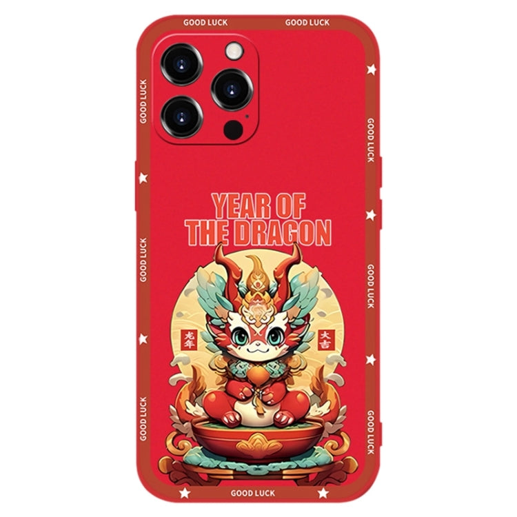 For iPhone 15 Pro Max New Year Red Silicone Shockproof Phone Case(Year OF The Dragon) - HoMEdemic™ 