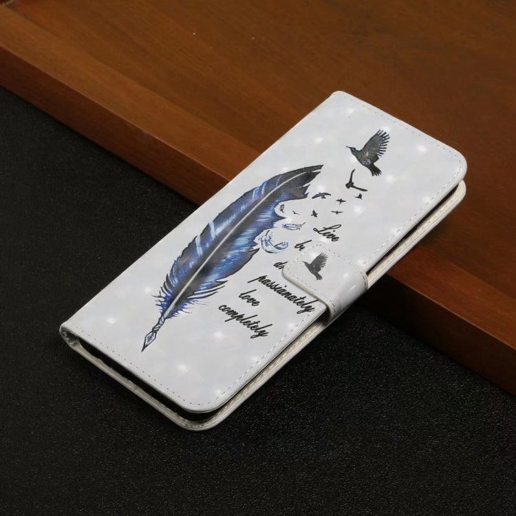 For iPhone 15 Pro Max Oil Embossed 3D Drawing Leather Phone Case(Blue Feather) - HoMEdemic™ 