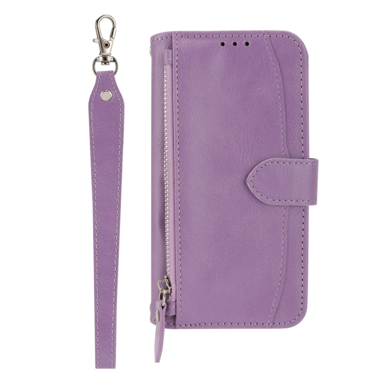 For iPhone 15 Pro Max Oil Skin Zipper Wallet Leather Phone Case(Purple) - HoMEdemic™ 