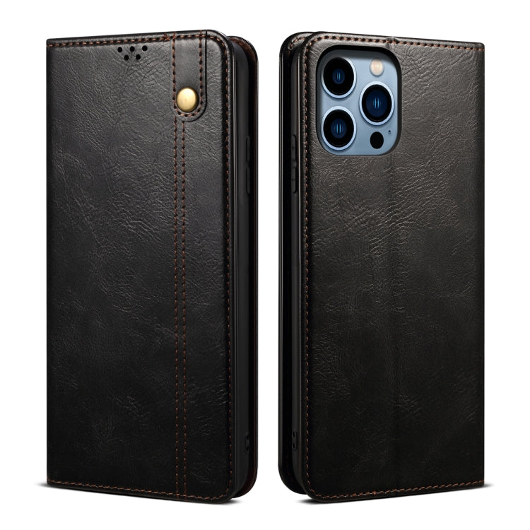 For iPhone 15 Pro Max Oil Wax Crazy Horse Texture Leather Phone Case(Black) - HoMEdemic™ 