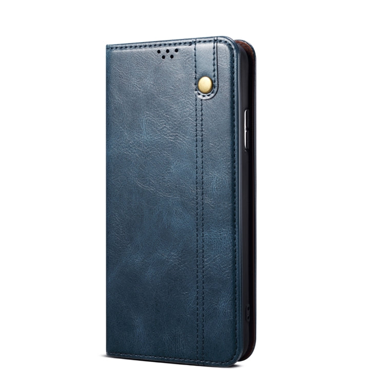 For iPhone 15 Pro Max Oil Wax Crazy Horse Texture Leather Phone Case(Blue) - HoMEdemic™ 