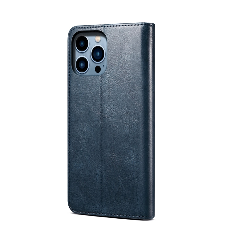 For iPhone 15 Pro Max Oil Wax Crazy Horse Texture Leather Phone Case(Blue) - HoMEdemic™ 