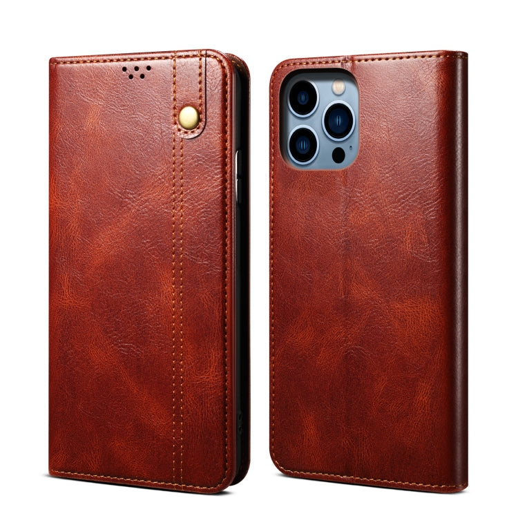 For iPhone 15 Pro Max Oil Wax Crazy Horse Texture Leather Phone Case(Brown) - HoMEdemic™ 