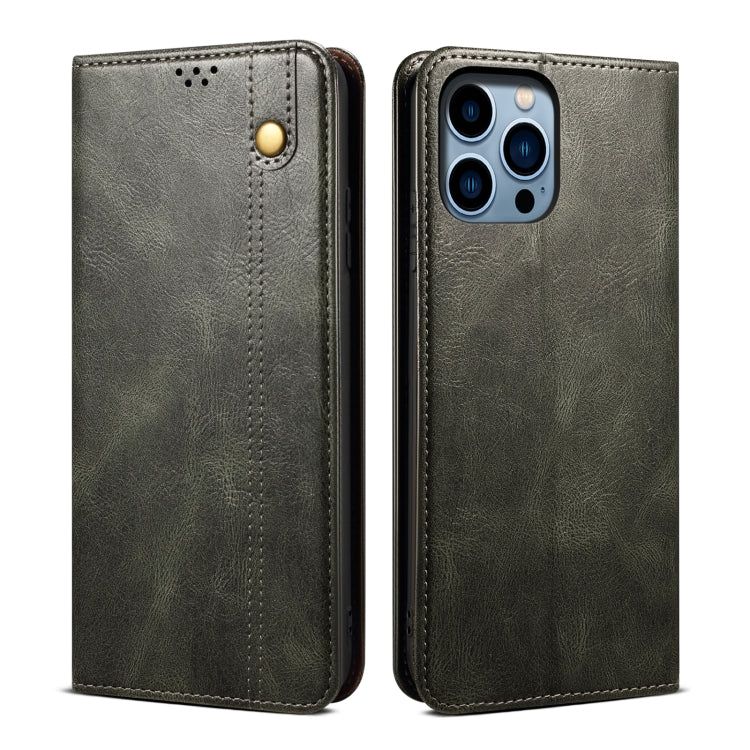 For iPhone 15 Pro Max Oil Wax Crazy Horse Texture Leather Phone Case(Green) - HoMEdemic™ 