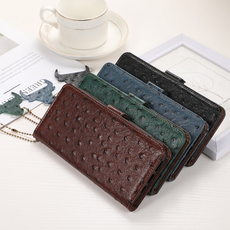 For iPhone 15 Pro Max Ostrich Pattern Genuine Leather RFID Phone Case(Green) - HoMEdemic™ 