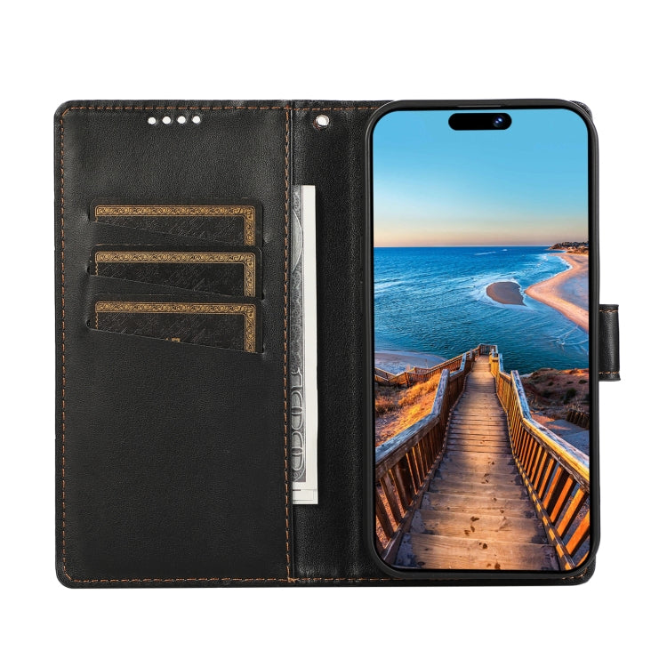 For iPhone 15 Pro Max PU Genuine Leather Texture Embossed Line Phone Case(Black) - HoMEdemic™ 