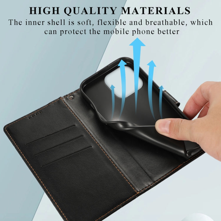 For iPhone 15 Pro Max PU Genuine Leather Texture Embossed Line Phone Case(Black) - HoMEdemic™ 