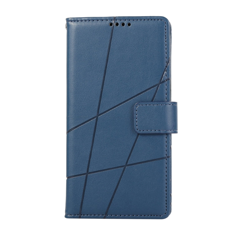 For iPhone 15 Pro Max PU Genuine Leather Texture Embossed Line Phone Case(Blue) - HoMEdemic™ 