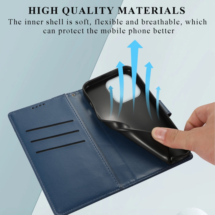 For iPhone 15 Pro Max PU Genuine Leather Texture Embossed Line Phone Case(Blue) - HoMEdemic™ 