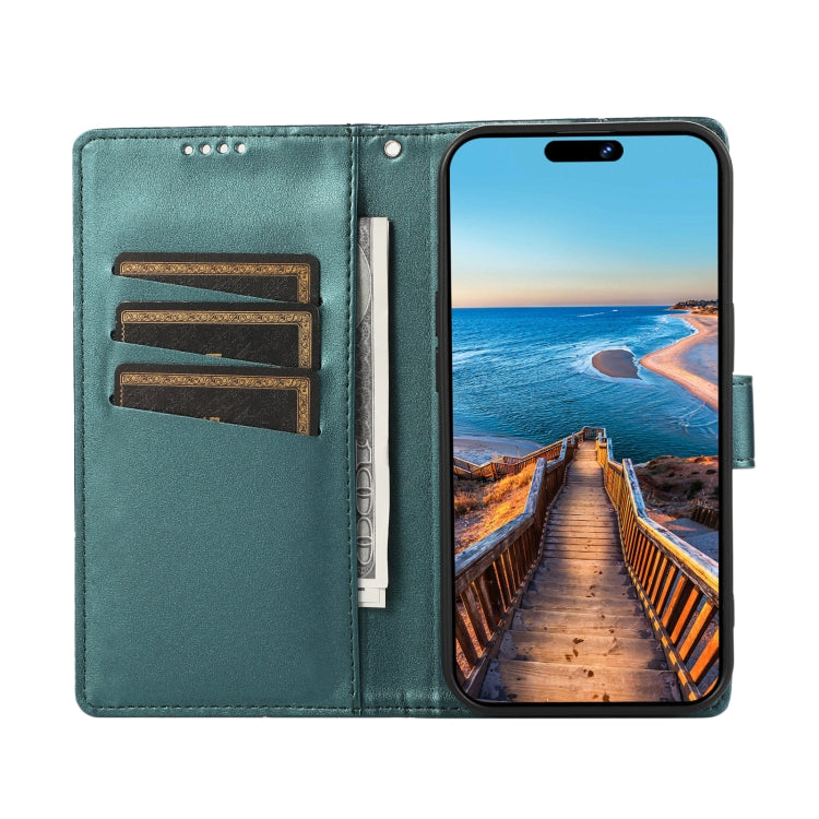 For iPhone 15 Pro Max PU Genuine Leather Texture Embossed Line Phone Case(Green) - HoMEdemic™ 