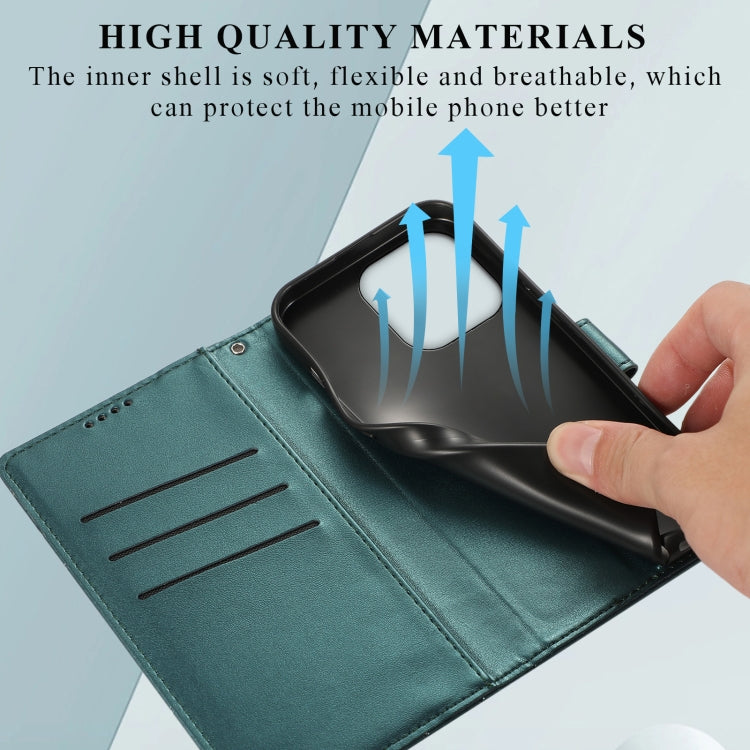 For iPhone 15 Pro Max PU Genuine Leather Texture Embossed Line Phone Case(Green) - HoMEdemic™ 