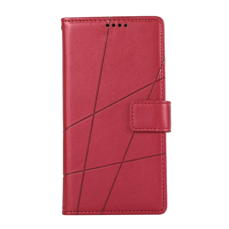 For iPhone 15 Pro Max PU Genuine Leather Texture Embossed Line Phone Case(Red) - HoMEdemic™ 