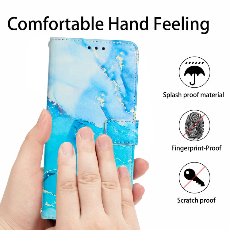 For iPhone 15 Pro Max Painted Marble Pattern Leather Phone Case(Blue Green) - HoMEdemic™ 