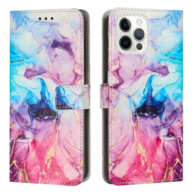 For iPhone 15 Pro Max Painted Marble Pattern Leather Phone Case(Pink Purple) - HoMEdemic™ 
