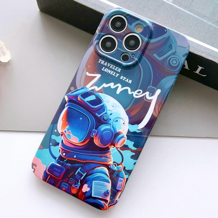 For iPhone 15 Pro Max Painted Pattern Precise Hole PC Phone Case(Blue Paint Astronaut) - HoMEdemic™ 