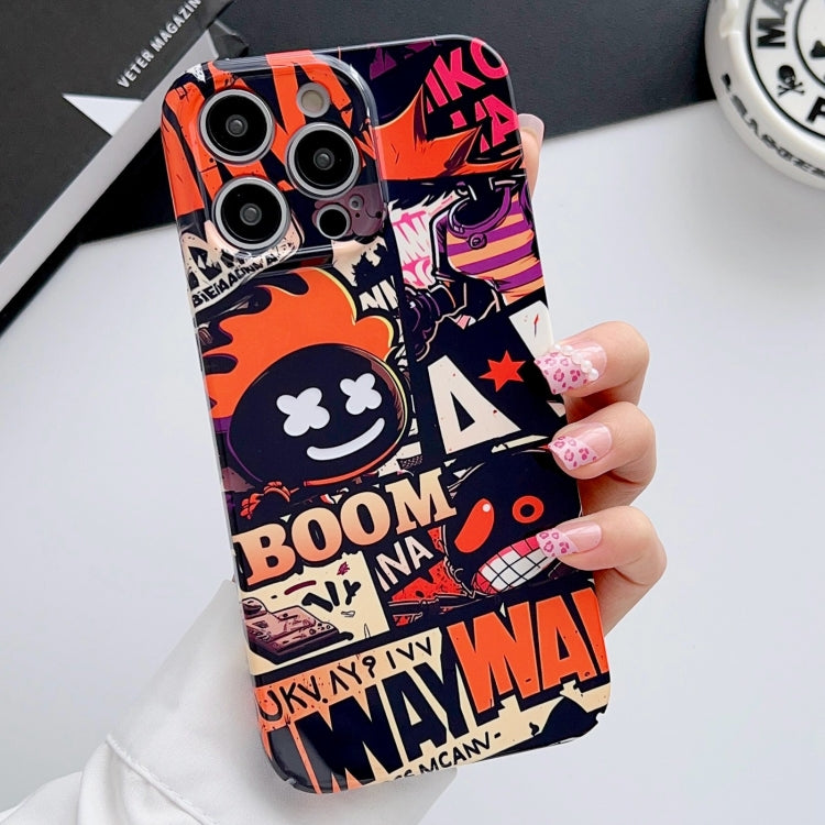 For iPhone 15 Pro Max Painted Pattern Precise Hole PC Phone Case(Orange Comics) - HoMEdemic™ 