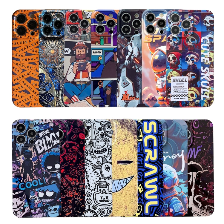 For iPhone 15 Pro Max Painted Pattern Precise Hole PC Phone Case(Orange Comics) - HoMEdemic™ 