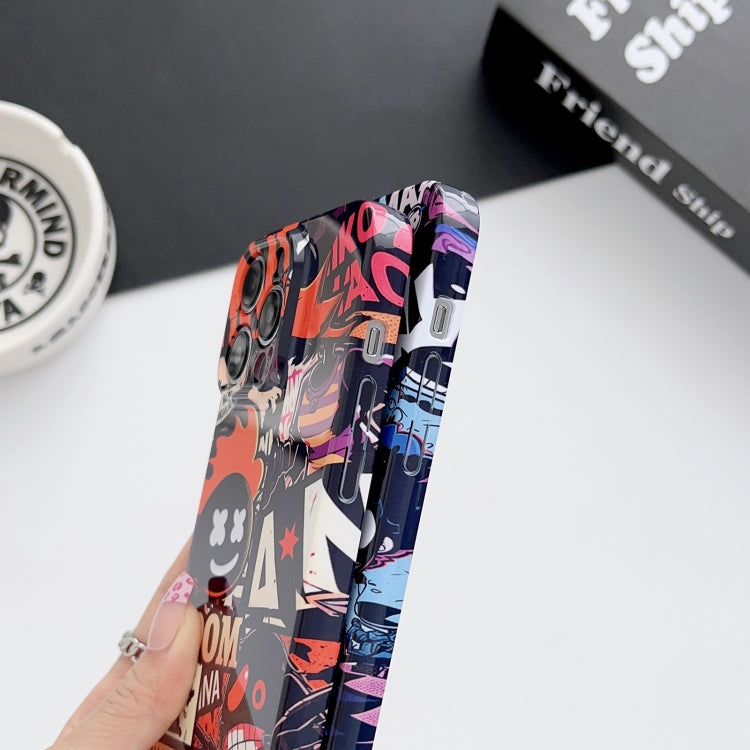 For iPhone 15 Pro Max Painted Pattern Precise Hole PC Phone Case(Orange Comics) - HoMEdemic™ 