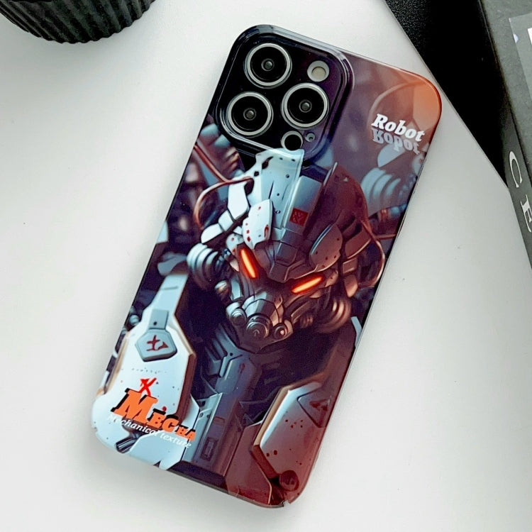 For iPhone 15 Pro Max Painted Pattern Precise Hole PC Phone Case(Orange Robot) - HoMEdemic™ 
