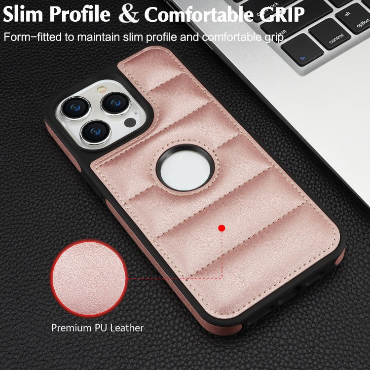 For iPhone 15 Pro Max Piano Key Hollow Cutout PU Phone Case(Rose Gold) - HoMEdemic™ 