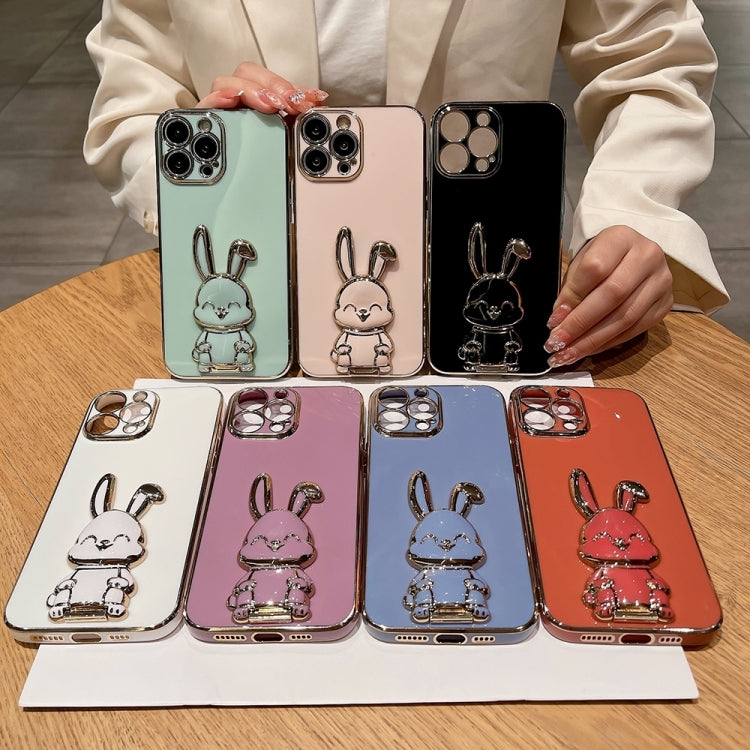 For iPhone 15 Pro Max Plating Rabbit Holder Phone Case(Green) - HoMEdemic™ 