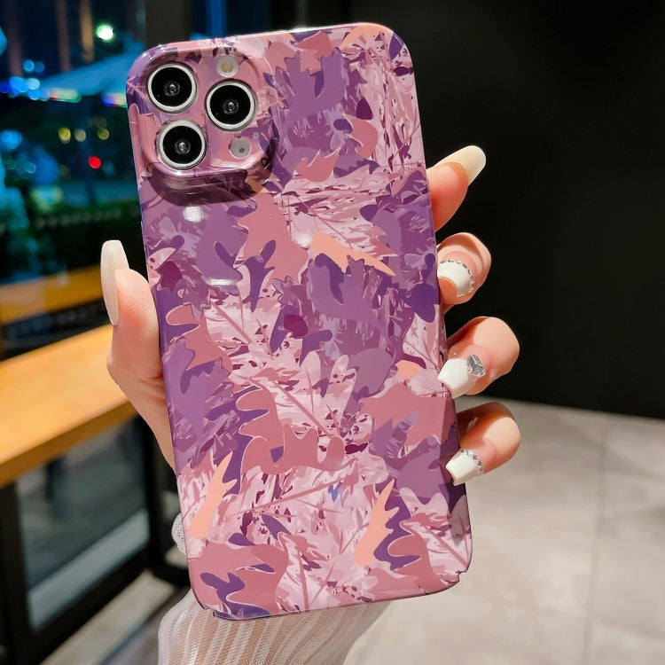 For iPhone 15 Pro Max Precise Hole Camouflage Pattern PC Phone Case(Pink Purple) - HoMEdemic™ 