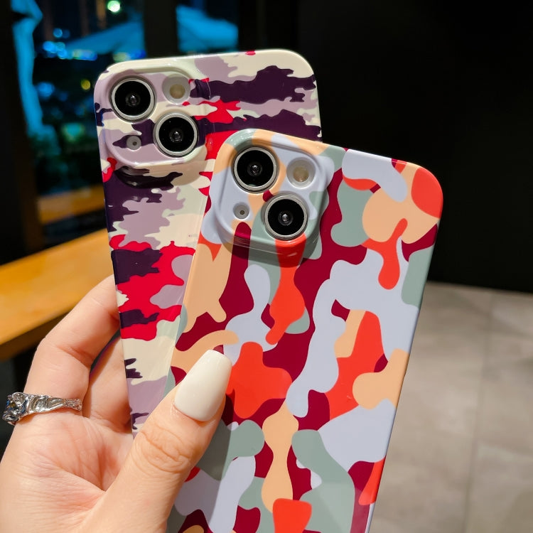For iPhone 15 Pro Max Precise Hole Camouflage Pattern PC Phone Case(Pink Purple) - HoMEdemic™ 