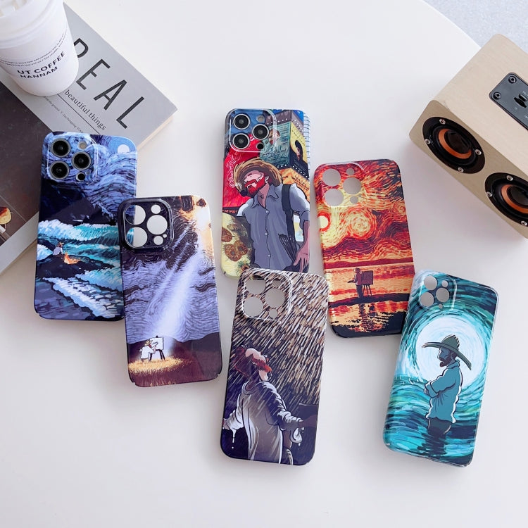For iPhone 15 Pro Max Precise Hole Oil Painting Pattern PC Phone Case(Rain) - HoMEdemic™ 