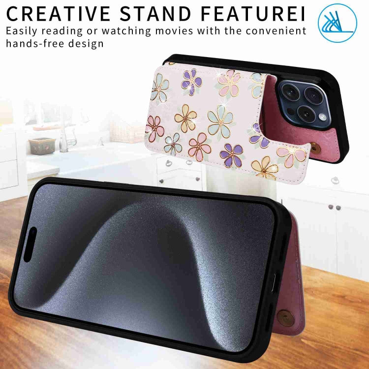 For iPhone 15 Pro Max Printed Double Buckle RFID Anti-theft Phone Case(Blossoming Flowers) - HoMEdemic™ 