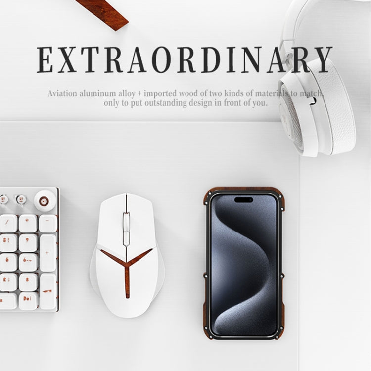 For iPhone 15 Pro Max R-JUST Ironwood Generation Metal Hybrid Wood Phone Case - HoMEdemic™ 