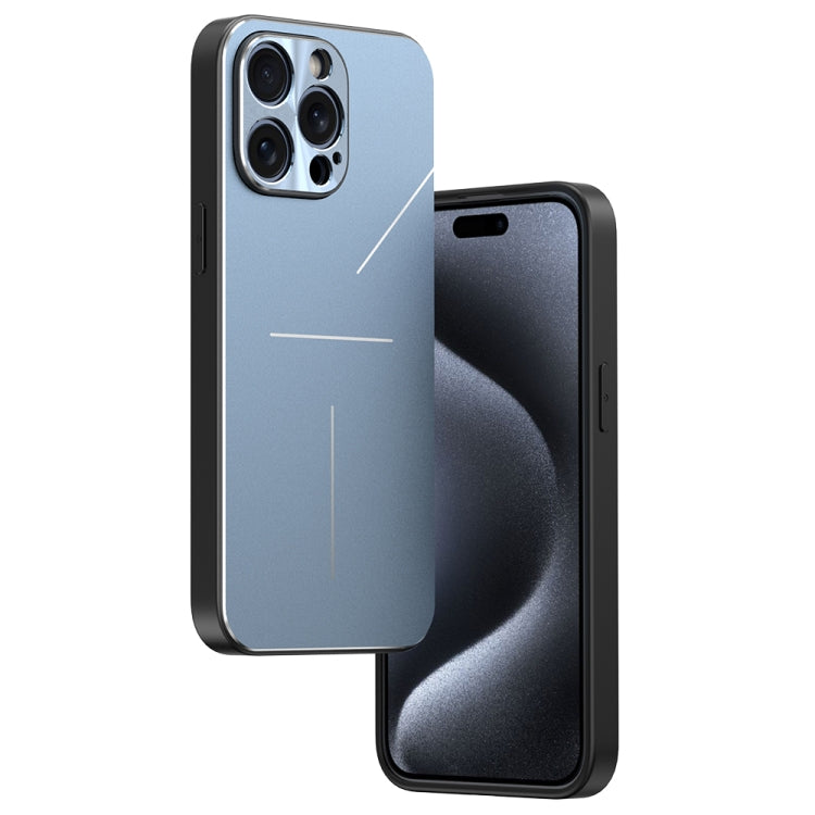 For iPhone 15 Pro Max R-JUST RJ52 3-Line Style Metal TPU Shockproof Phone Case(Blue) - HoMEdemic™ 