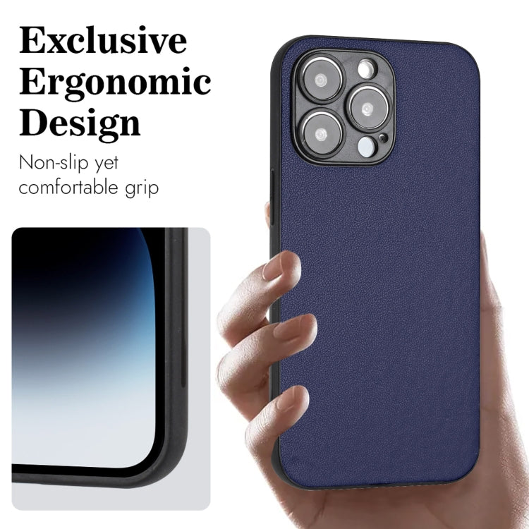 For iPhone 15 Pro Max R20 Leather Pattern Phone Single Case(Blue) - HoMEdemic™ 