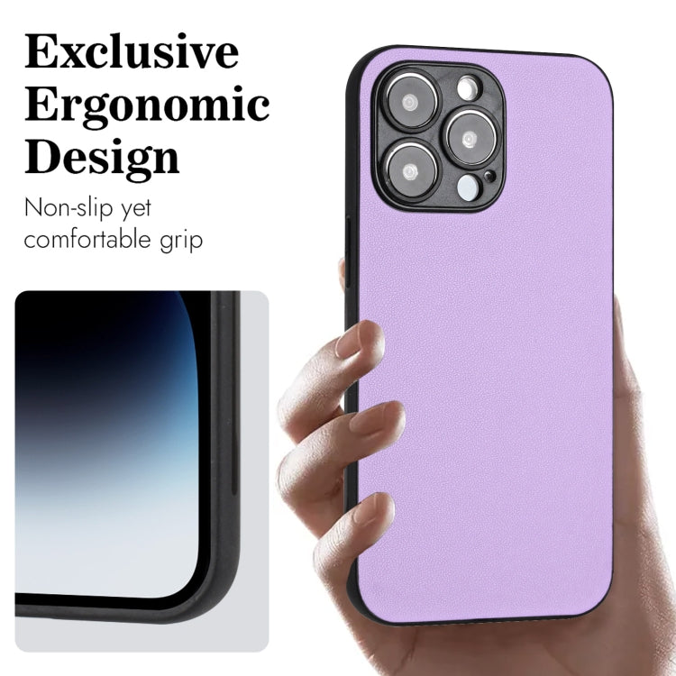 For iPhone 15 Pro Max R20 Leather Pattern Phone Single Case(Purple) - HoMEdemic™ 