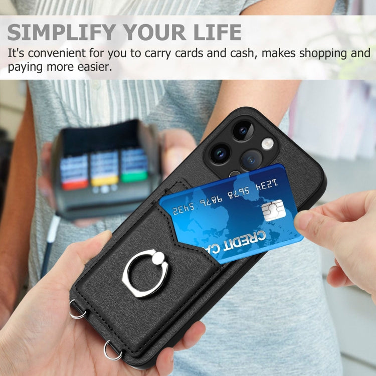 For iPhone 15 Pro Max R20 Ring Card Holder Phone Case(Black) - HoMEdemic™ 