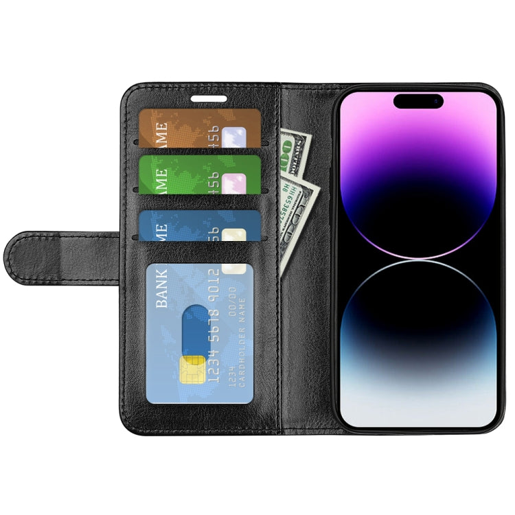 For iPhone 15 Pro Max R64 Texture Horizontal Flip Leather Phone Case(Black) - HoMEdemic™ 