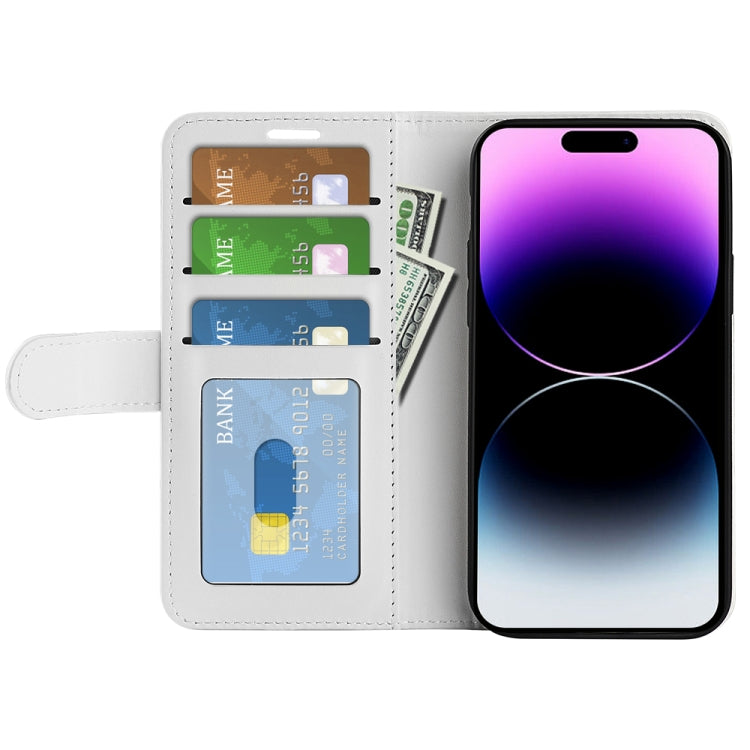 For iPhone 15 Pro Max R64 Texture Horizontal Flip Leather Phone Case(White) - HoMEdemic™ 