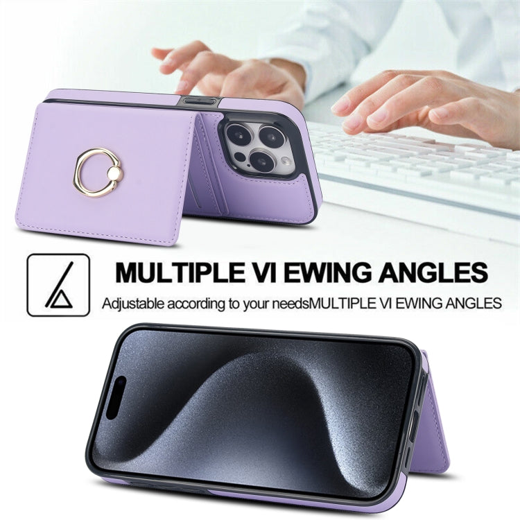 For iPhone 15 Pro Max RFID Anti-theft Card Ring Holder Phone Case(Purple) - HoMEdemic™ 