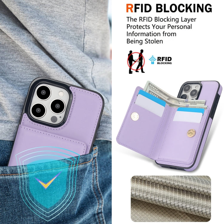 For iPhone 15 Pro Max RFID Anti-theft Card Ring Holder Phone Case(Purple) - HoMEdemic™ 