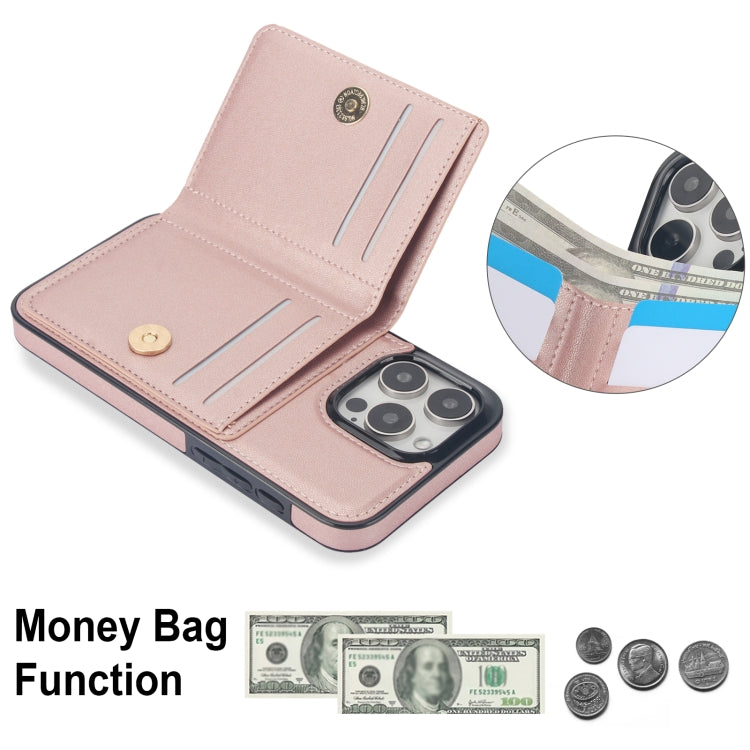 For iPhone 15 Pro Max RFID Anti-theft Card Ring Holder Phone Case(Rose Gold) - HoMEdemic™ 