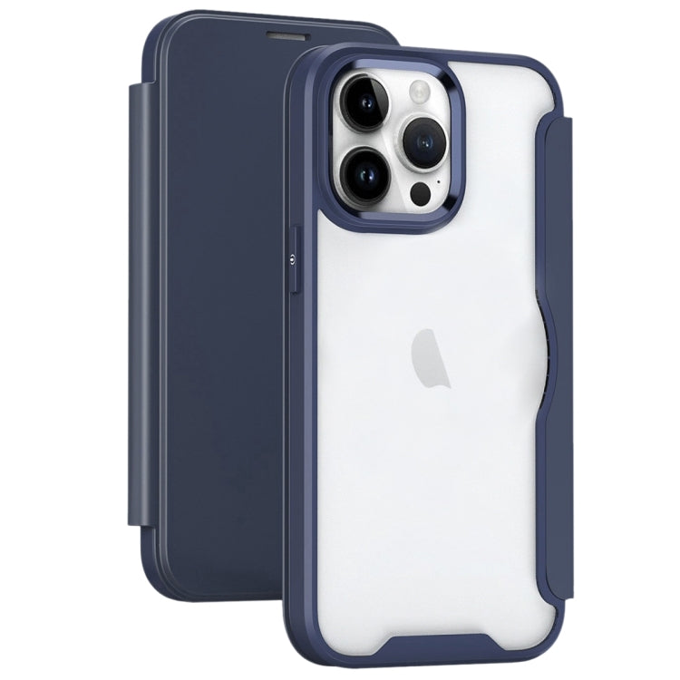 For iPhone 15 Pro Max RFID Blocking Adsorption Flip Leather Phone Case(Dark Blue) - HoMEdemic™ 